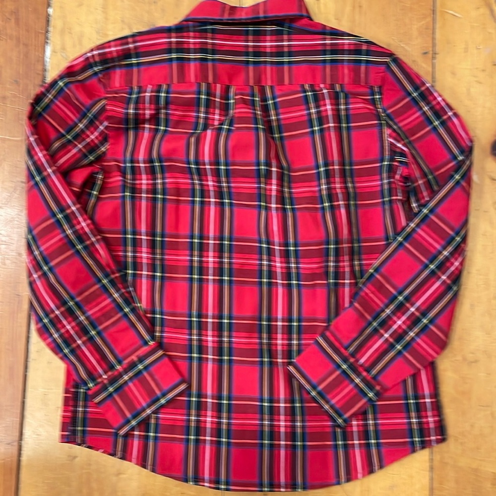 Crewcuts Shirt J Crew Boys Tartan Paid Button Down Poplin Red Black Size 8 Boy - Picture 3 of 7